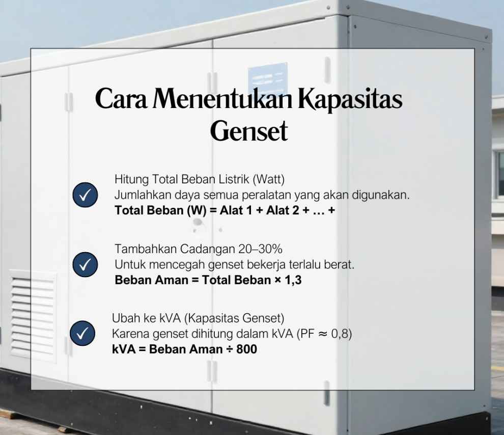 cara menentukan kapasitas genset