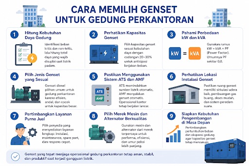 cara memilih genset untuk gedung perkantoran