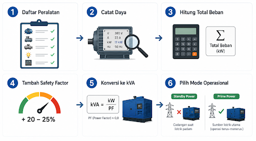 cara menghitung kapasitas genset
