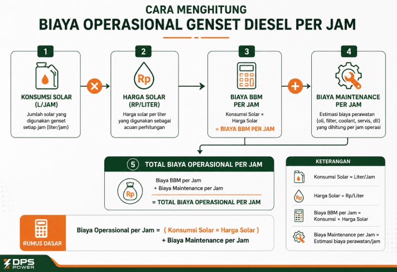 cara menghitung operasional biaya genset diesel