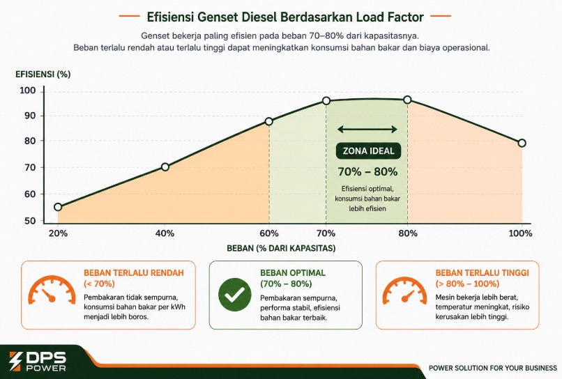 efisiensi genset diesel berdasarkan load factor
