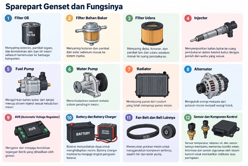 Sparepart Genset Diesel dan Fungsinya