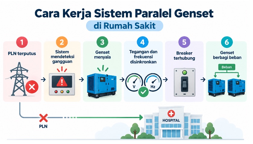 cara kerja sistem paralel genset di rumah sakit