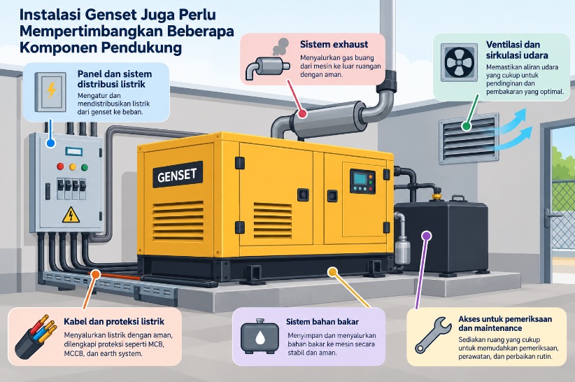 komponen pendukung instalasi genset