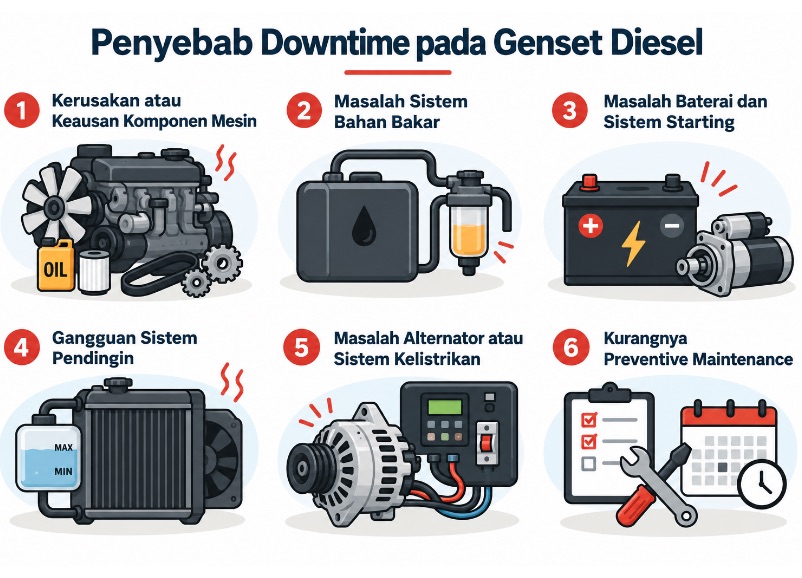 penyebab downtime genset diesel
