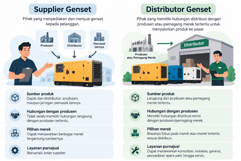 perbedaan supplier dan distributor genset