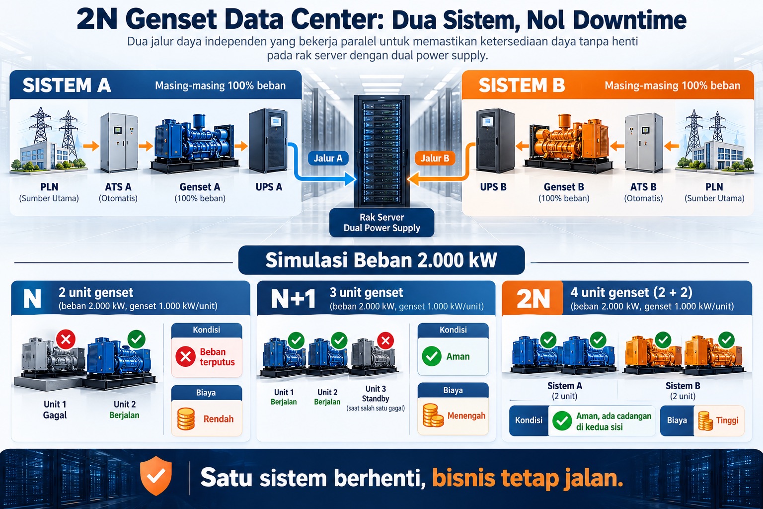 Sistem 2N genset data center Sistem 2N genset data center
