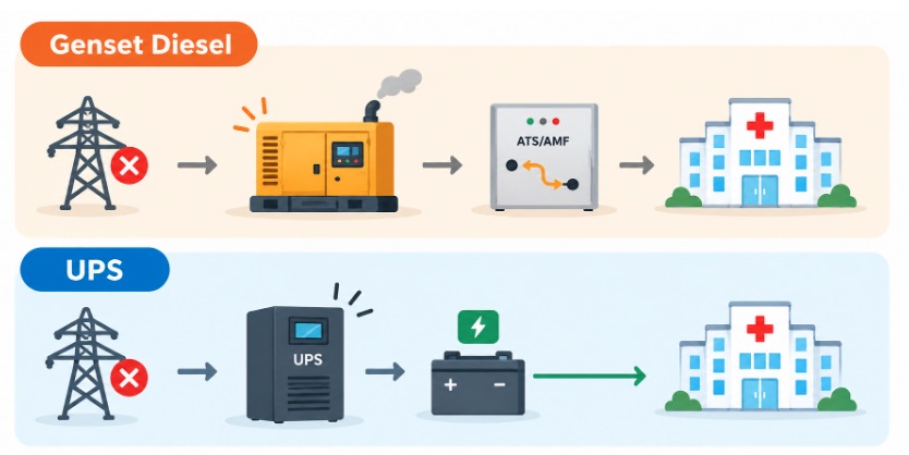perbedaan genset diesel vs ups rumah sakit